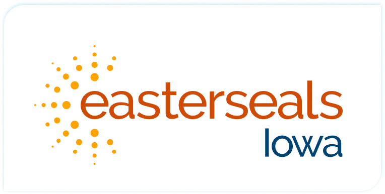 EasterSeals Iowa logo in a white container with rounded borders
