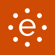 EasterSeals favicon, white e surrounded by 8 white dots with an orange background